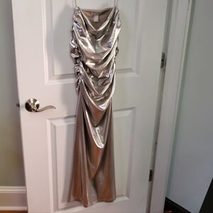 H&M silver ruched party dress M NEW unworn